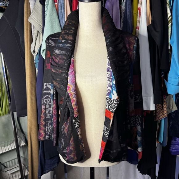 Alberto Makali Women’s M Colorblock Open Jacket Blazer Black Mesh Cover - Picture 1 of 9